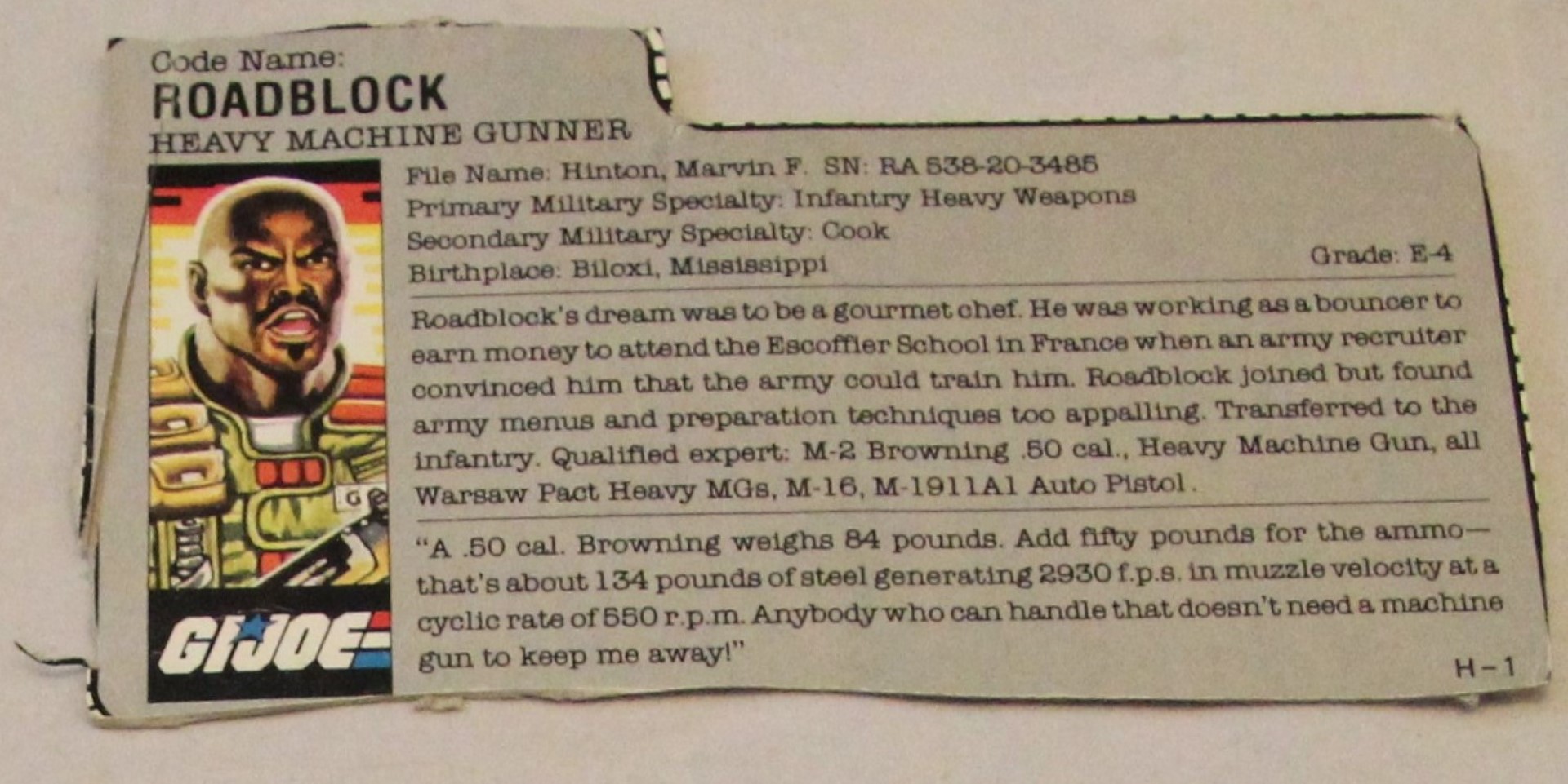 1986 roadblock file card